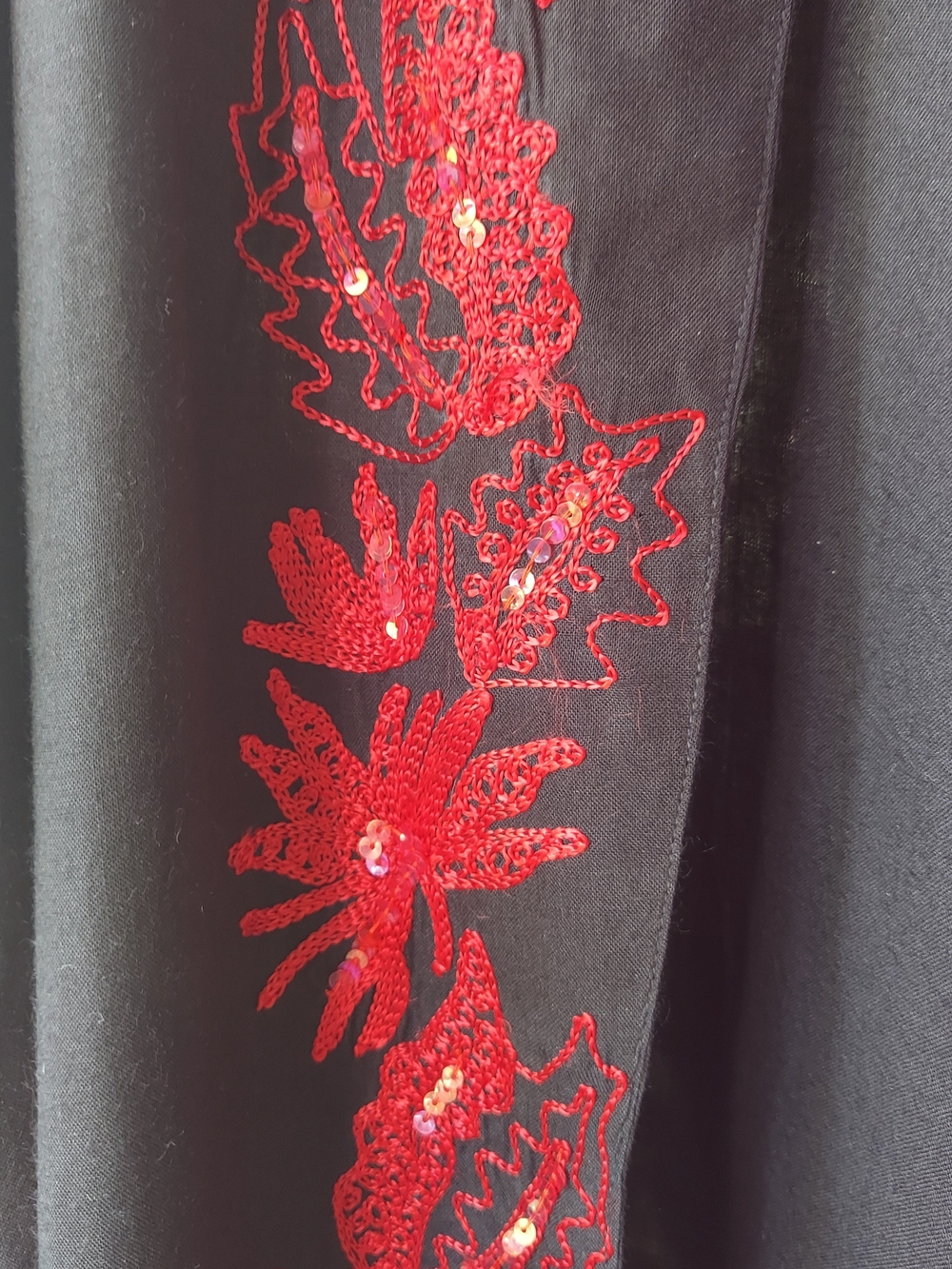 We Be Bop Black Embroidered Rayon Plus Size Kimono Jacket 2x